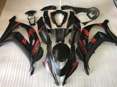 2016-2019 Satin Black & Red Kawasaki ZX10R Motorcycle Fairings
