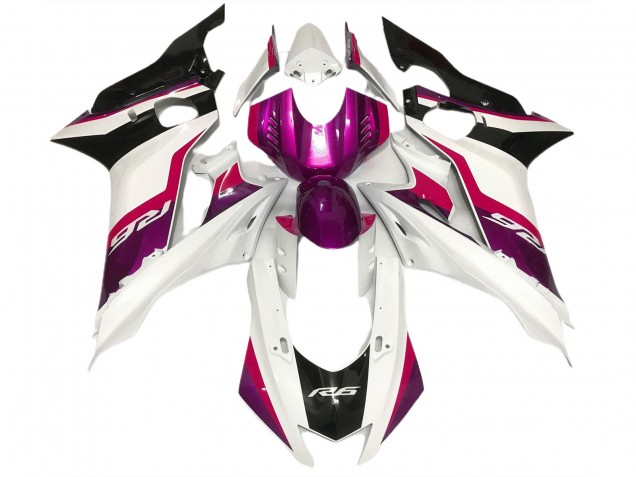 2017-2021 Pink and Gloss White Yamaha R6 Motorcycle Fairings