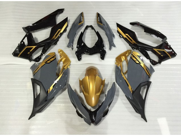 2018-2023 Nardo Grey and Gold Kawasaki Ninja 400 Motorcycle Fairings