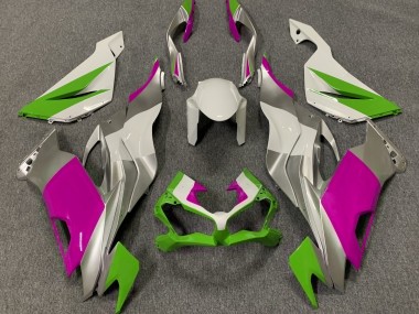 2019-2023 Gloss Green Pink and Silver Kawasaki ZX6R Motorcycle Fairings